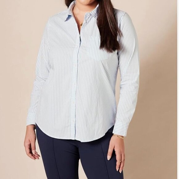 Amazon Essential Women's Classic Fit Long Sleeve Button Down Poplin Shirt Size M - Picture 1 of 4